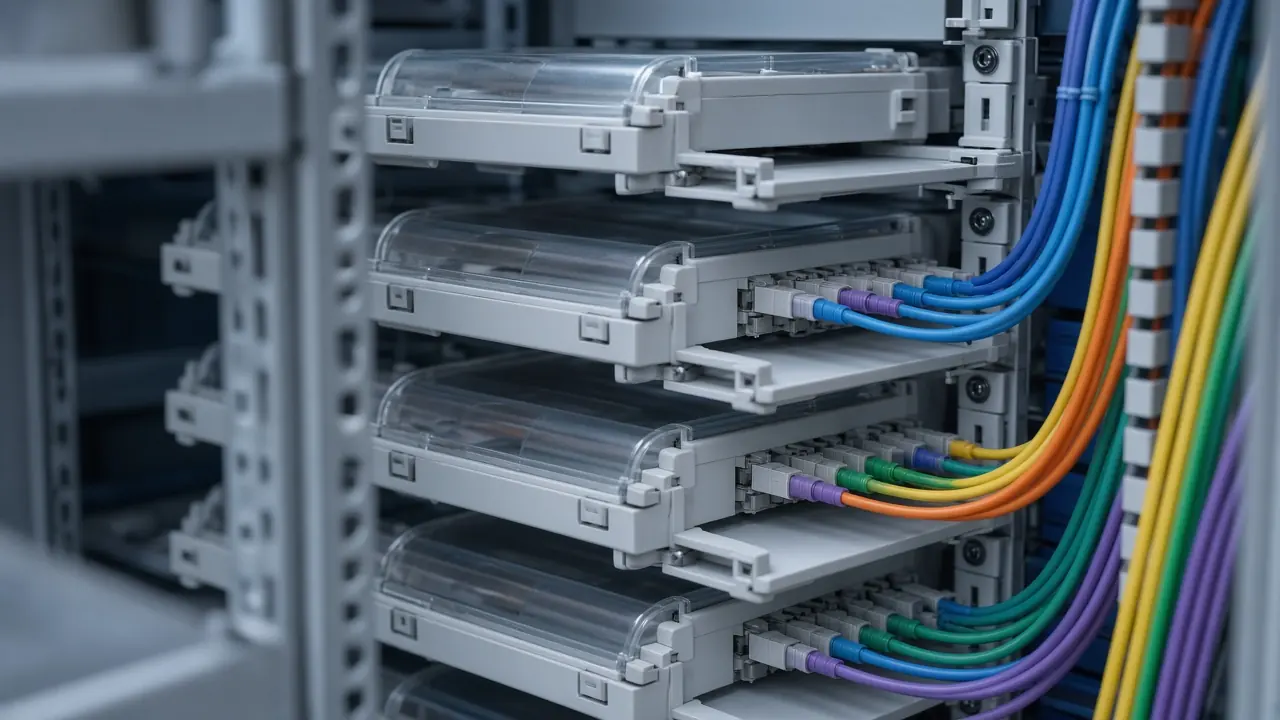 Fiber optic distribution frame with termination trays
