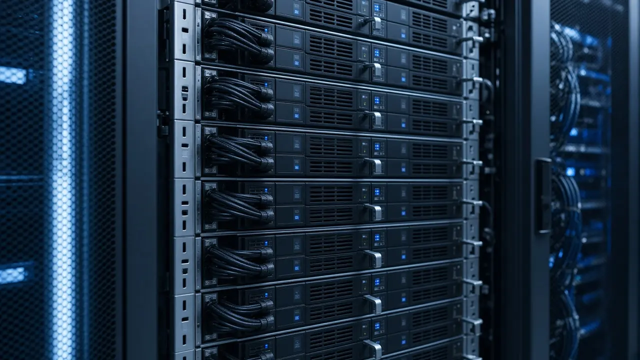 GPU servers in a professional compute rack