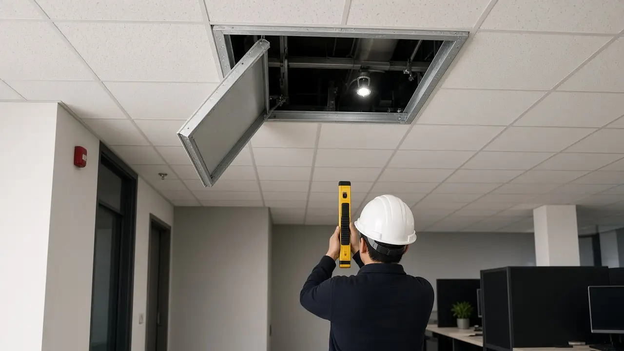 A wireless access point being checked in an office