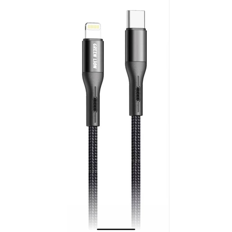 GREEN BRAIDED TYPE-C TO LIGHTNING CABLE 1.2M 2A BLACK