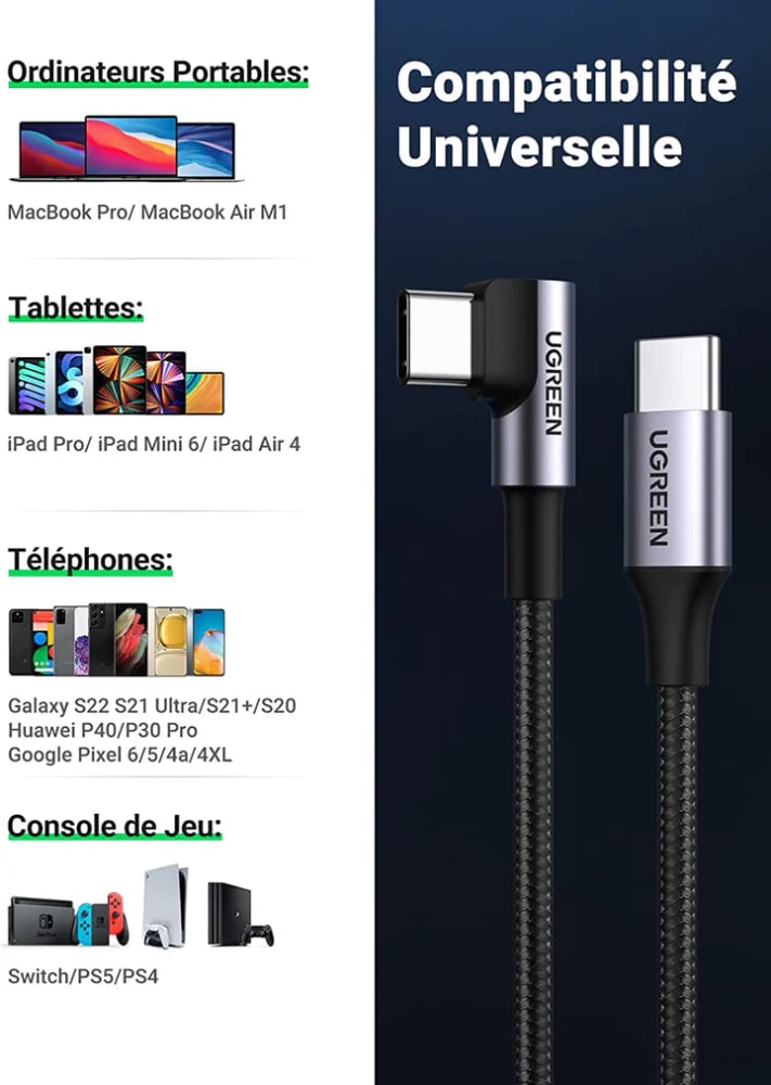 UGREEN USB-C TO LIGHTNING CABLE-60W BLACK-1METER