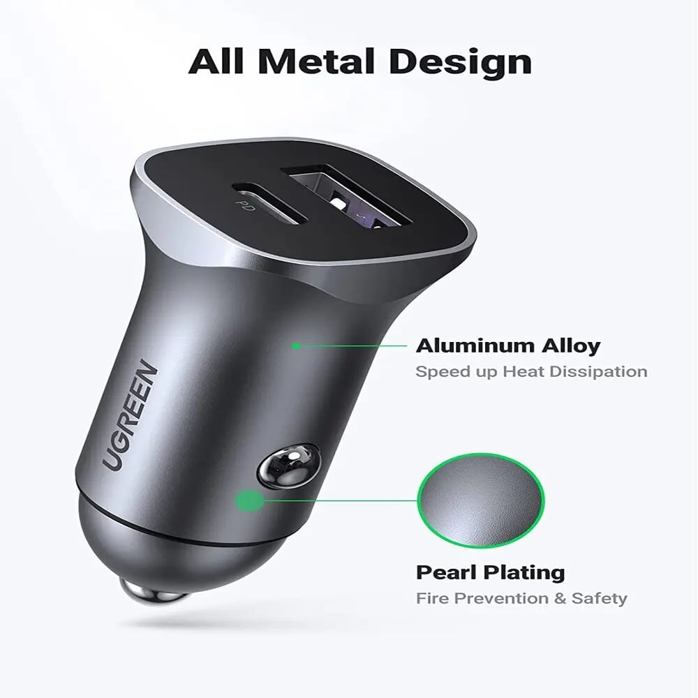UGREEN DUAL PORT PD CAR CHARGER-30W