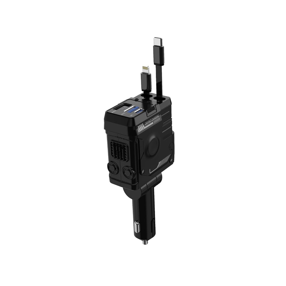 PORODO 66W 4 IN 1 CAR CHARGER WITH LIGHTNING-TYPE C WIRES